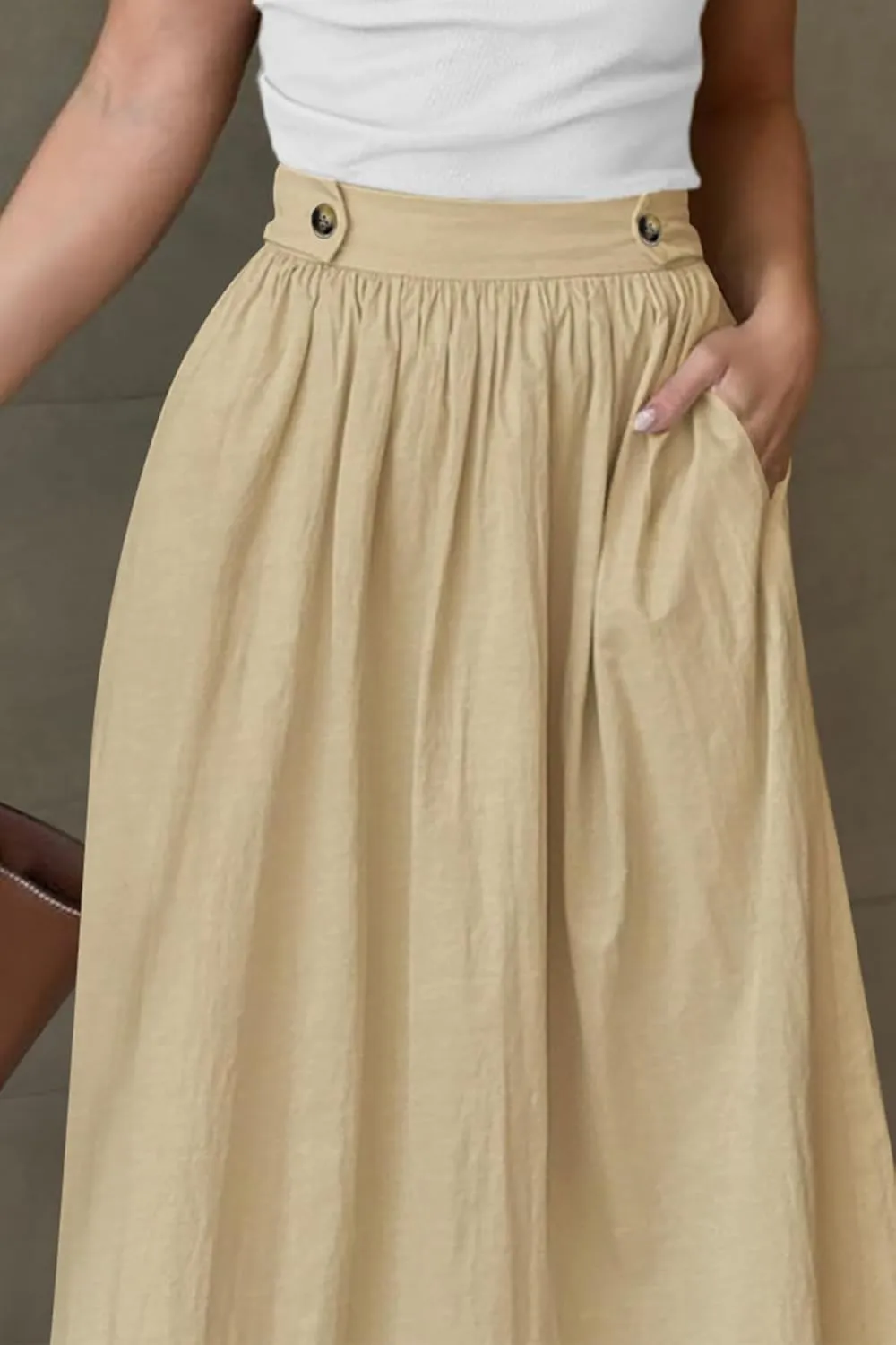 CFLONGE Women's 2025 Bohemian Long Skirts Flowy High Waist A Line Maxi Skirts for Women Summer Pleated Midi Skirt with Pocket