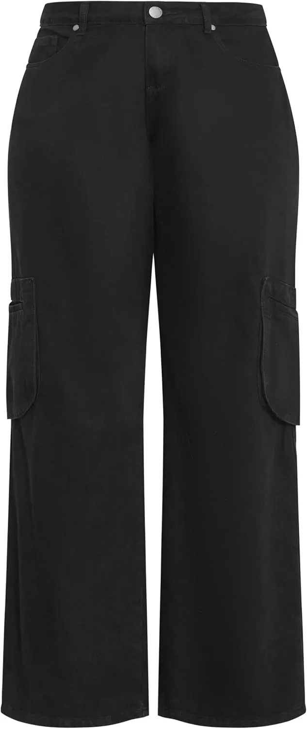 City Chic Women's Clarence Cargo Black Pant