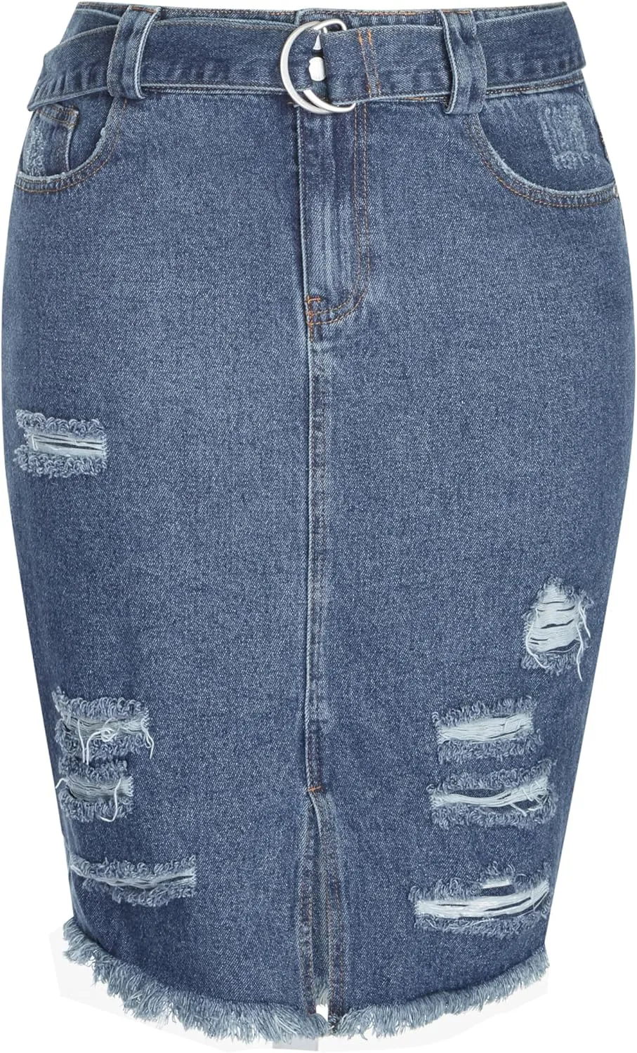 City Chic Women's Pencil Distress Detailed Denim Skirt