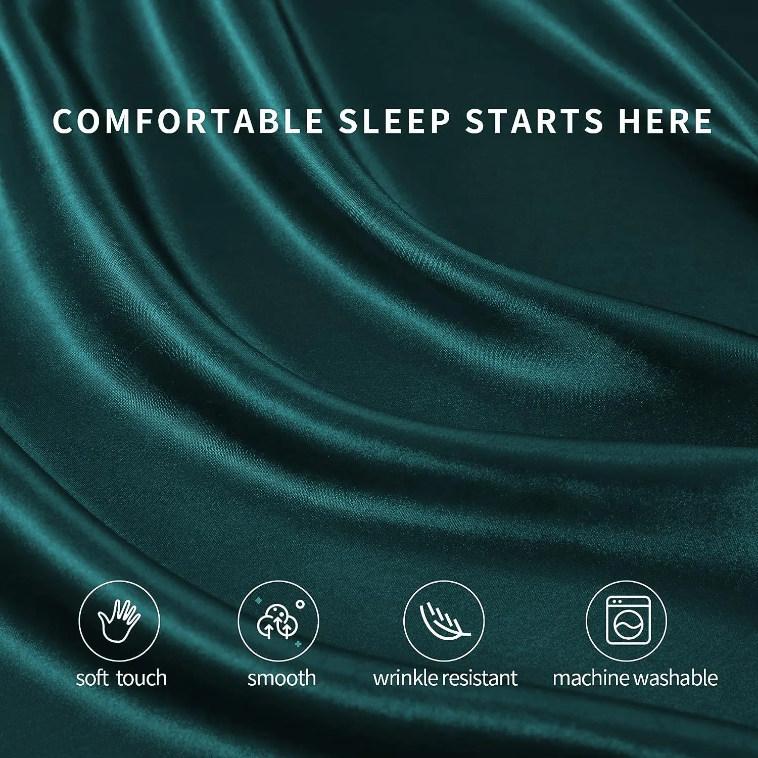 Cloth Fusion Satin Bedsheet for Queen Size Bed, Perfect for Romantic Night, Excellent Gift for All Celebrations, Set of 1 Satin Sheet 90"X100" & 2 Pillow Covers (Peacock Green)