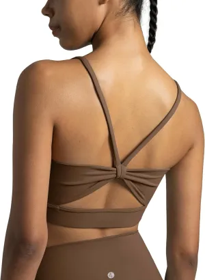 Colorfulkoala Women's Dreamlux Bowknot Strappy Sports Bras Light Impact Workout Yoga Tops