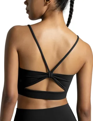 Colorfulkoala Women's Dreamlux Bowknot Strappy Sports Bras Light Impact Workout Yoga Tops