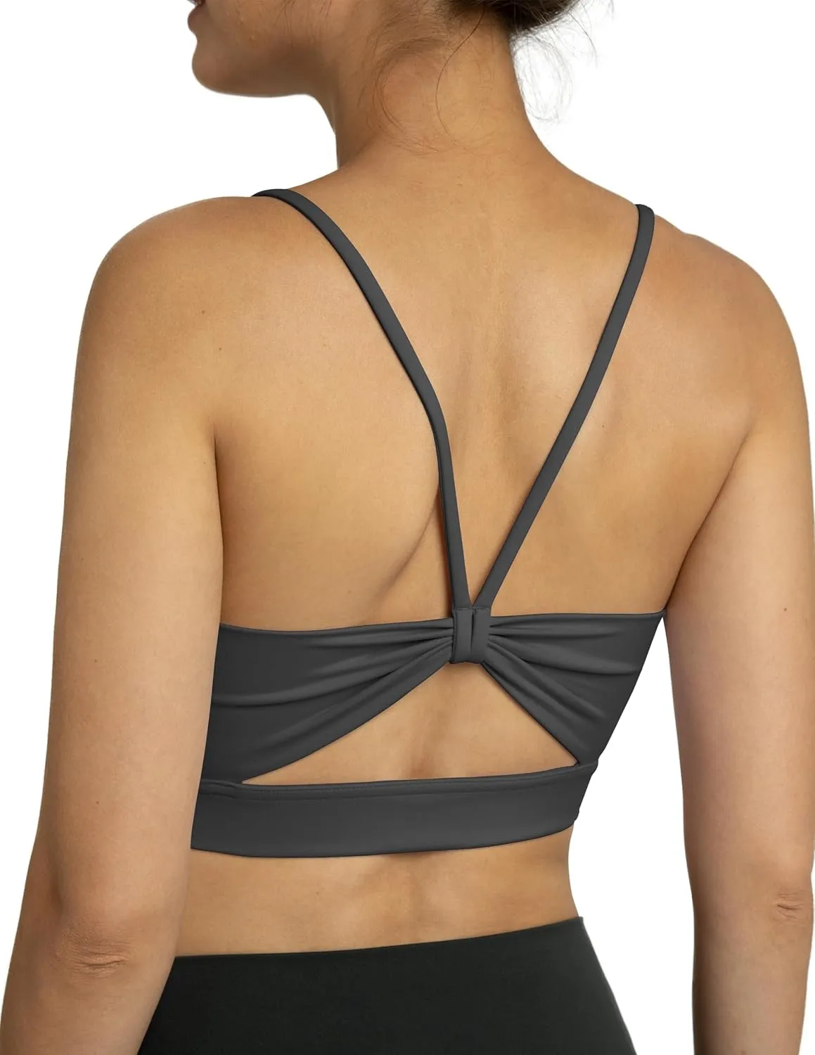 Colorfulkoala Women's Dreamlux Bowknot Strappy Sports Bras Light Impact Workout Yoga Tops