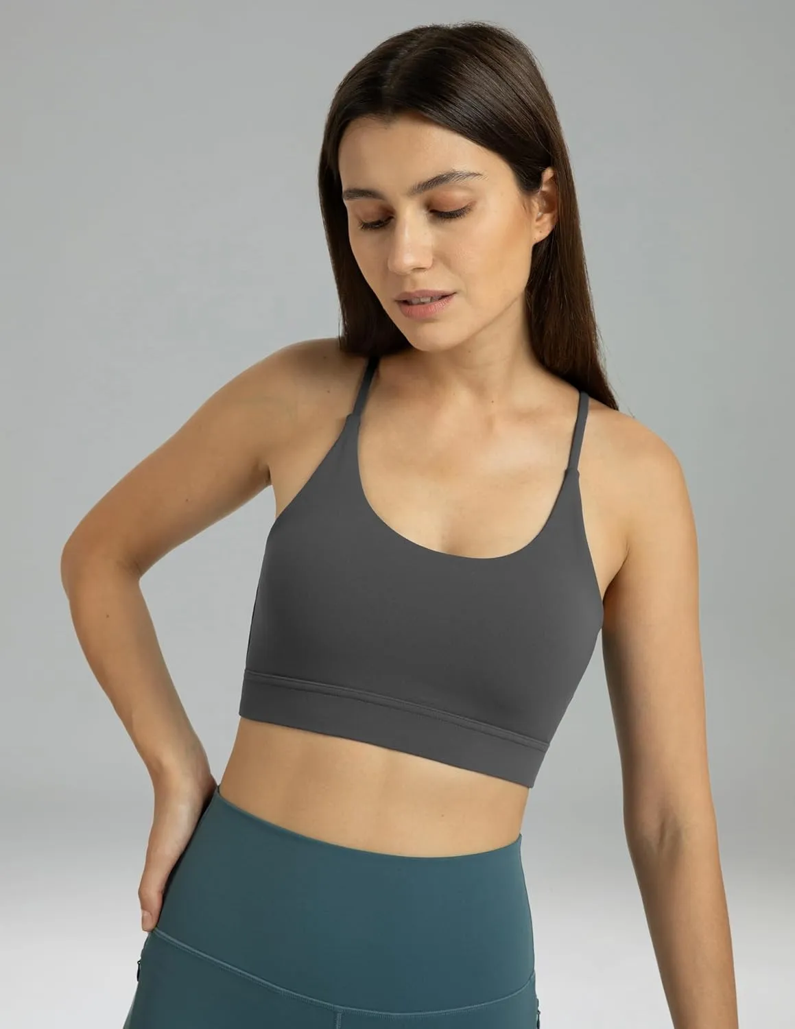 Colorfulkoala Women's Dreamlux Bowknot Strappy Sports Bras Light Impact Workout Yoga Tops