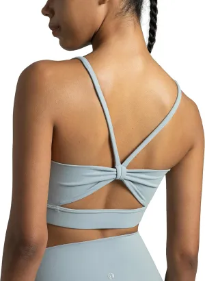 Colorfulkoala Women's Dreamlux Bowknot Strappy Sports Bras Light Impact Workout Yoga Tops