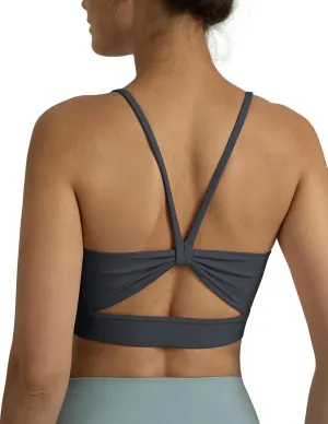 Colorfulkoala Women's Dreamlux Bowknot Strappy Sports Bras Light Impact Workout Yoga Tops