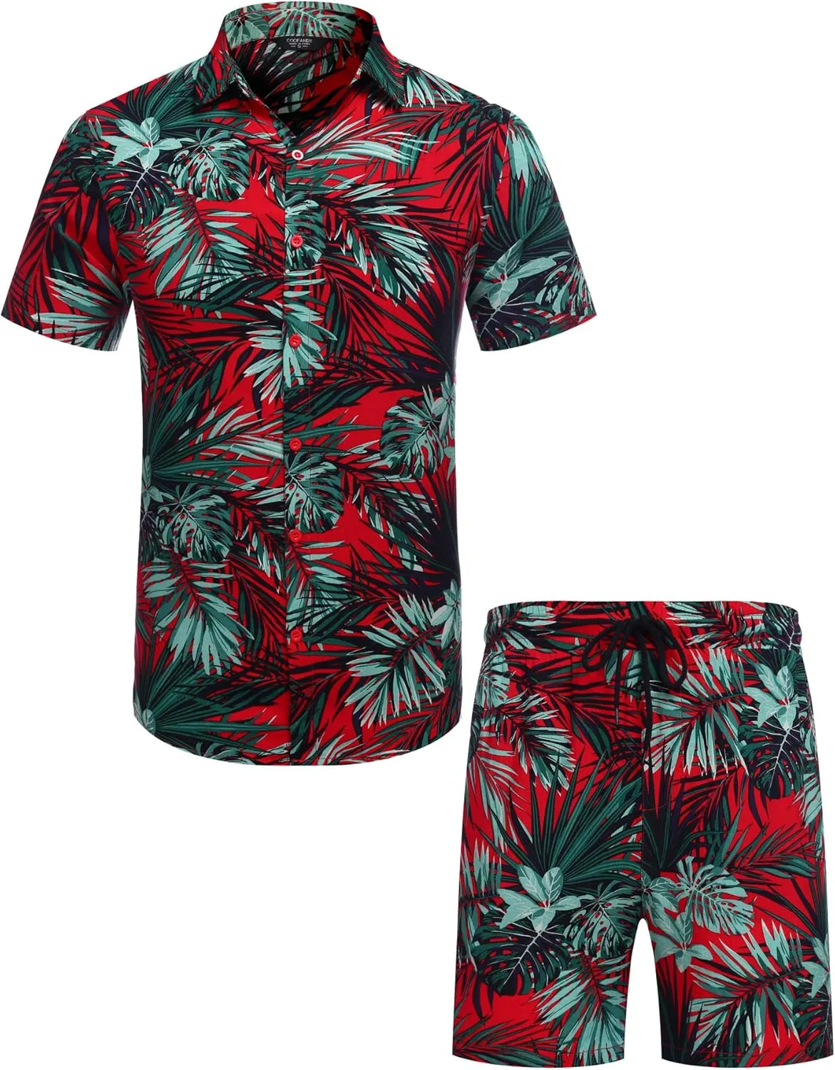 COOFANDY Men's Hawaiian Matching Set Summer Beach 2 Piece Outfits Flower Button Down Shirts and Shorts Vacation Outfits