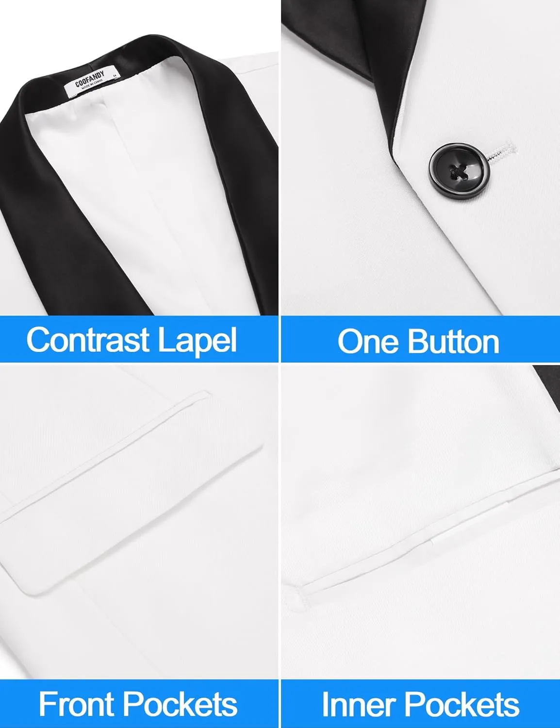 COOFANDY Mens Tuxedo Jacket Wedding Suit Jacket Slim Fit Blazer Jacket for Dinner, Prom, Party