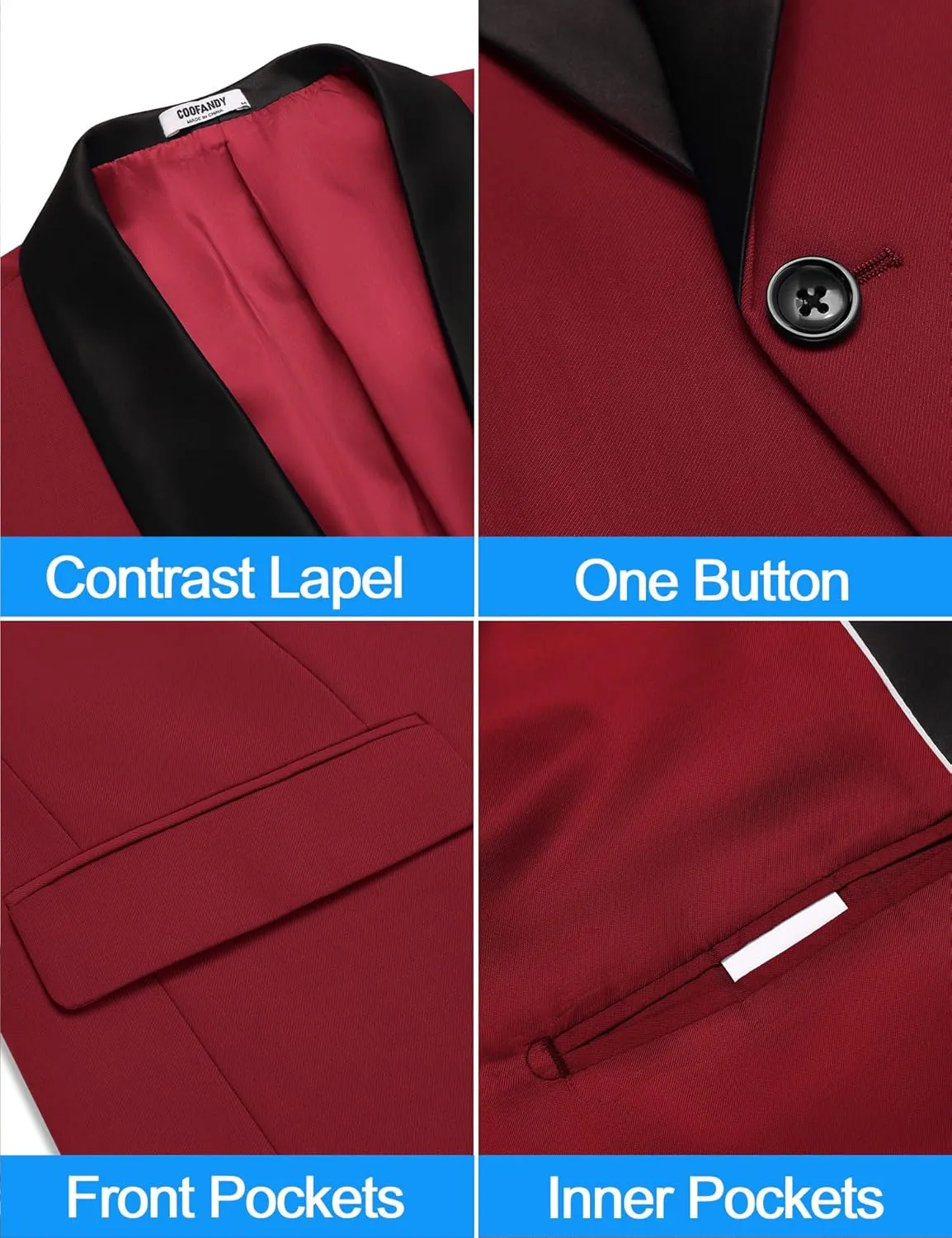 COOFANDY Mens Tuxedo Jacket Wedding Suit Jacket Slim Fit Blazer Jacket for Dinner, Prom, Party