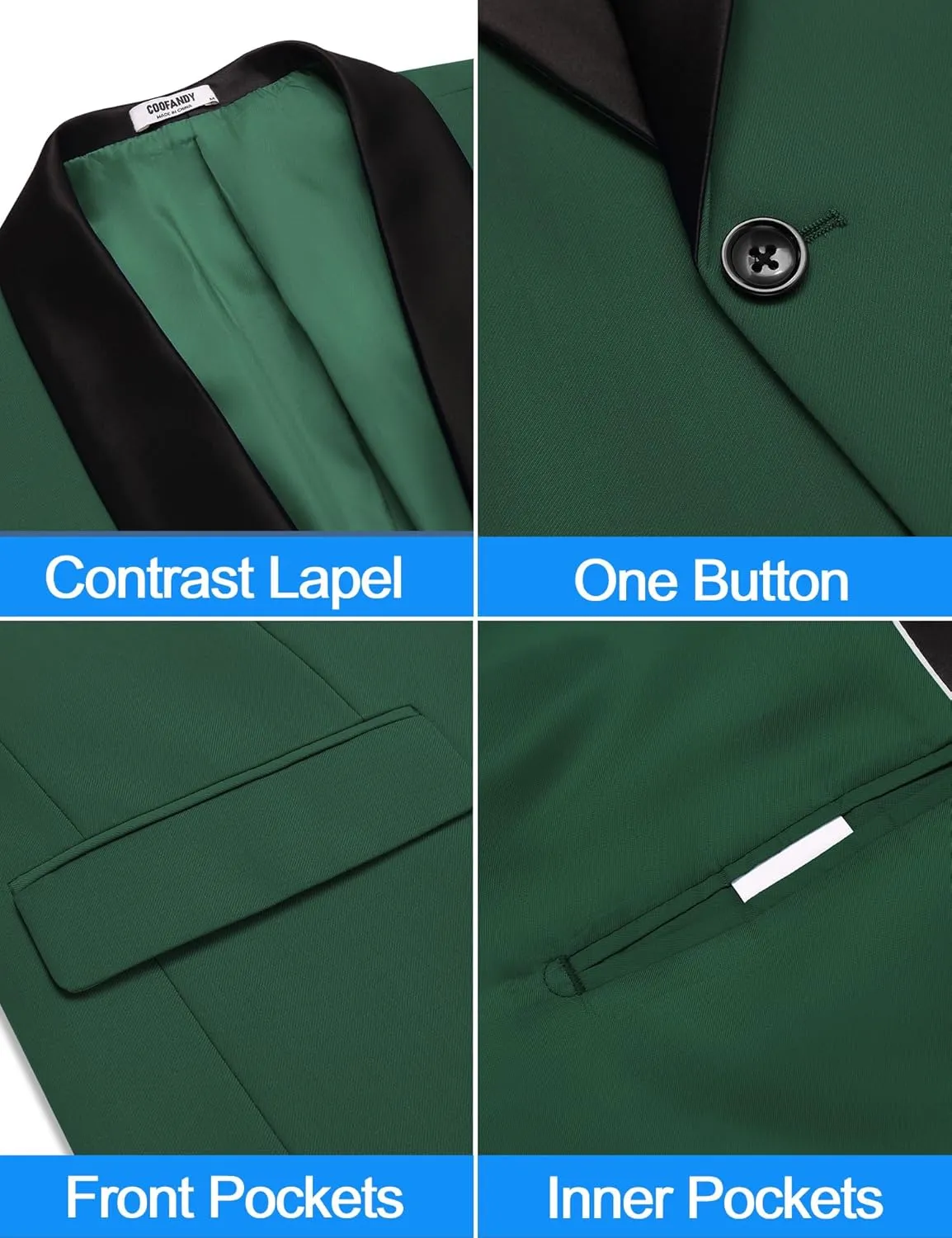 COOFANDY Mens Tuxedo Jacket Wedding Suit Jacket Slim Fit Blazer Jacket for Dinner, Prom, Party