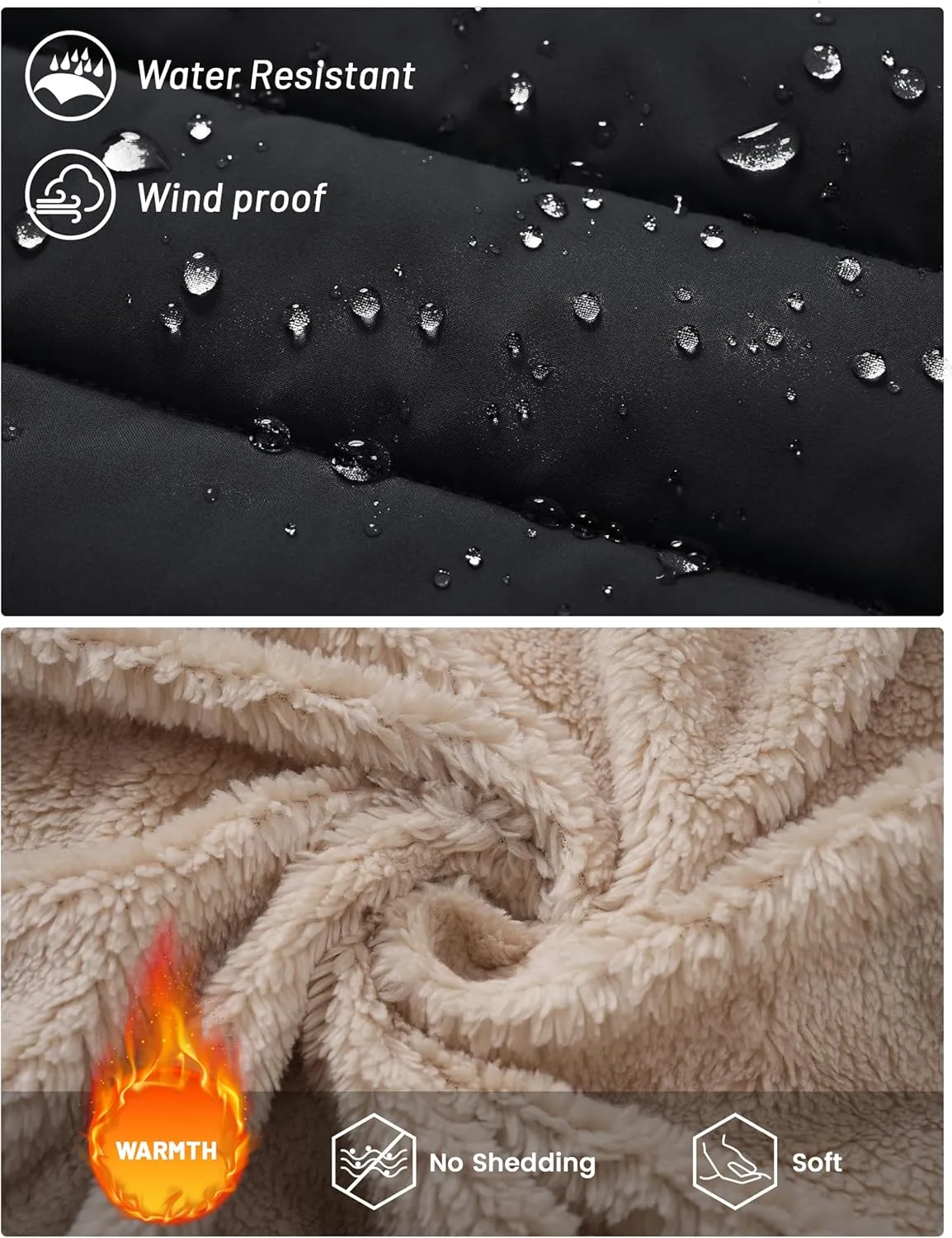 Cotrasen Mens Puffer Jacket Sherpa Lined Water Resistant Hooded Full Zip Mid-Weight Warm Insulated Winter Coat