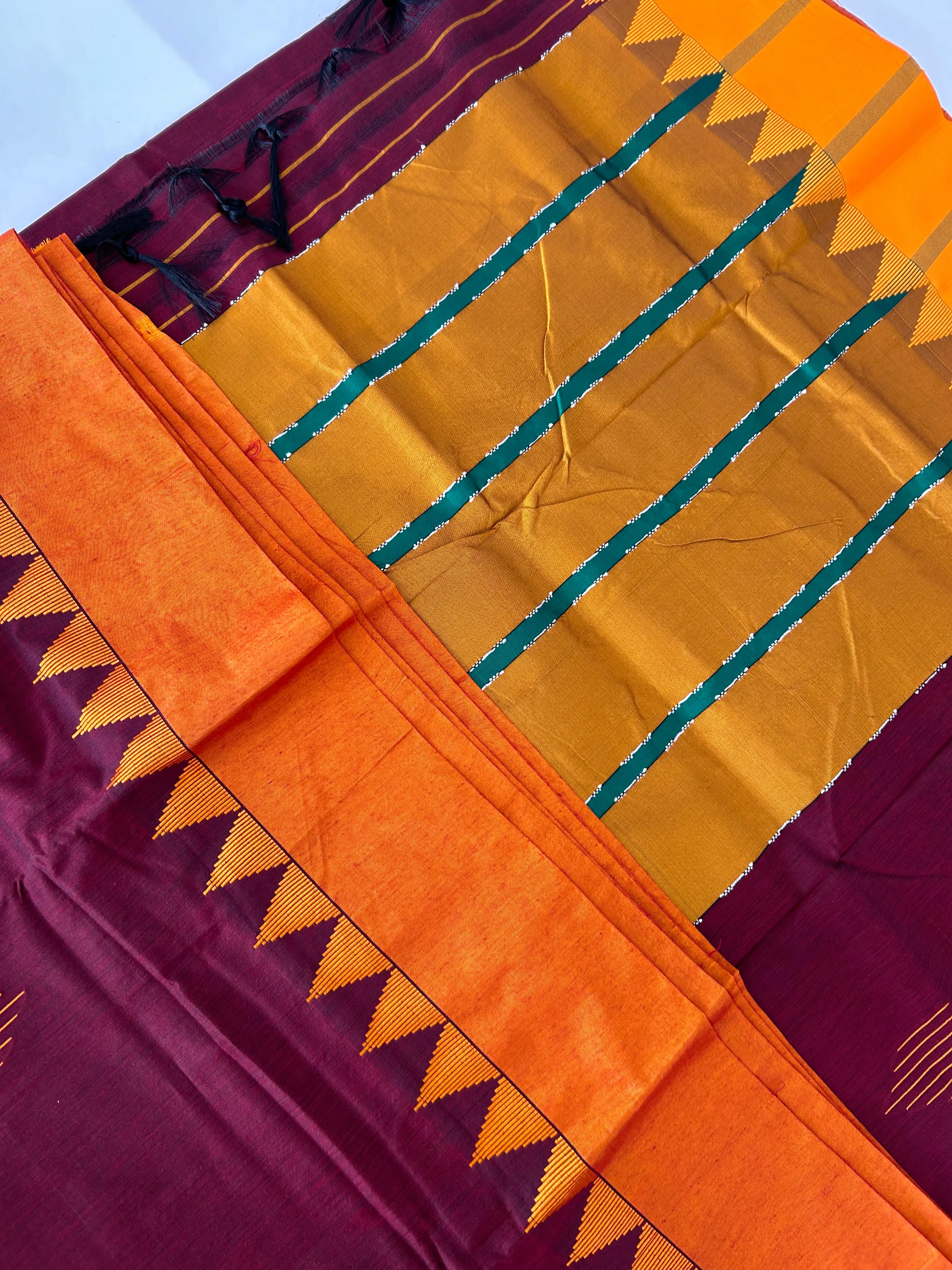 Cotton Silk Saree with Temple Border