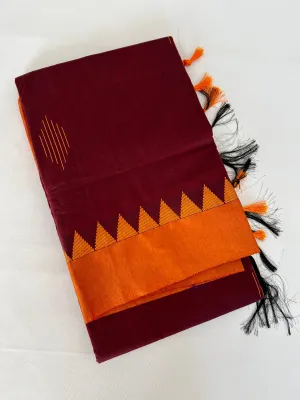 Cotton Silk Saree with Temple Border