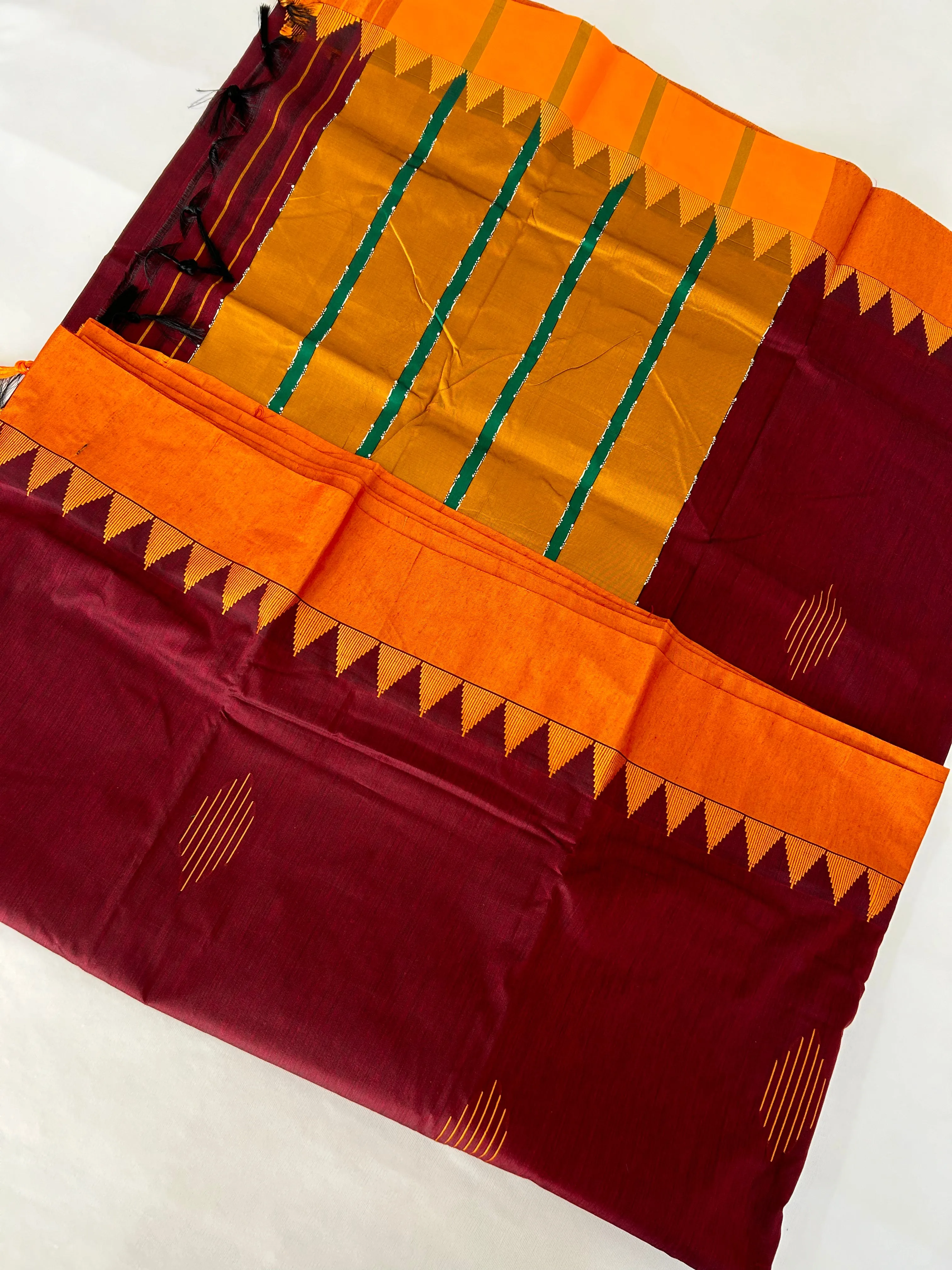 Cotton Silk Saree with Temple Border