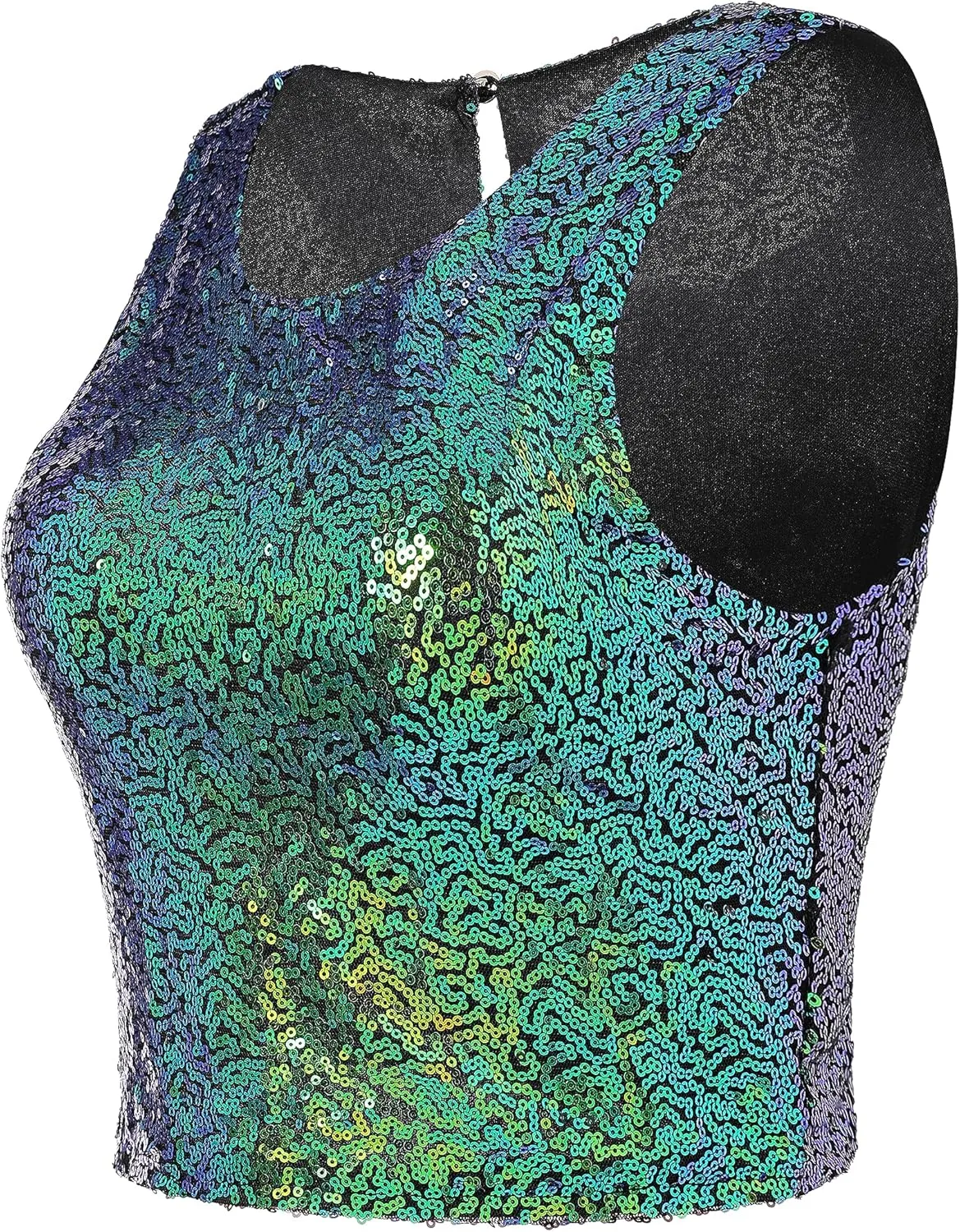 Coucoland Cropped Tank Top for Women - Womens Summer Sparkle Sequin Glitter Slimming Tops Camisole Trendy
