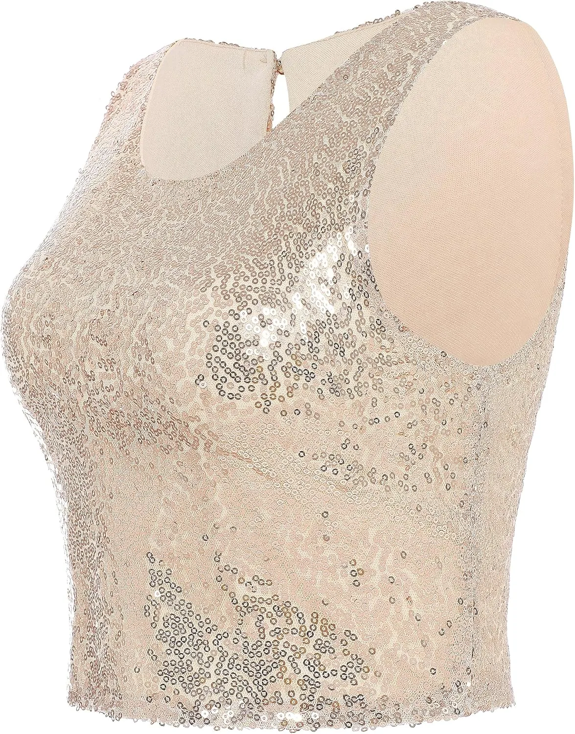 Coucoland Cropped Tank Top for Women - Womens Summer Sparkle Sequin Glitter Slimming Tops Camisole Trendy