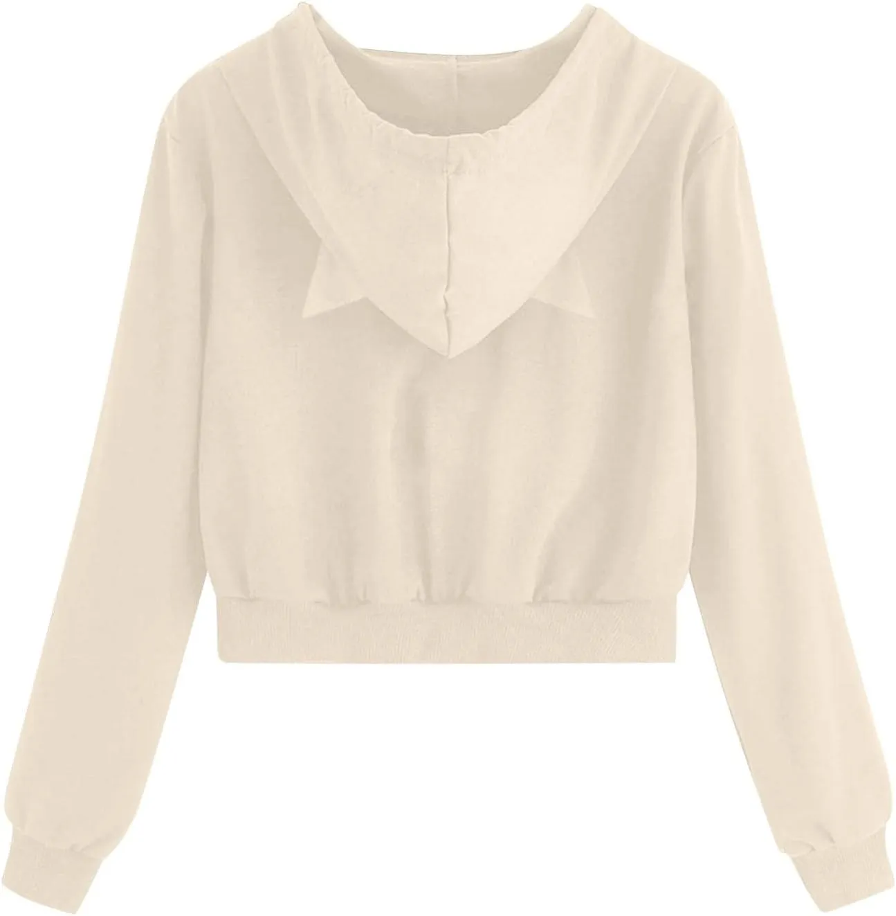 Cropped Zip Up Hoodies for Women Cute Cat Ear Hoodies Long Sleeve Sweatshirts Y2k Cat Hoodie for Women Clothes 2024