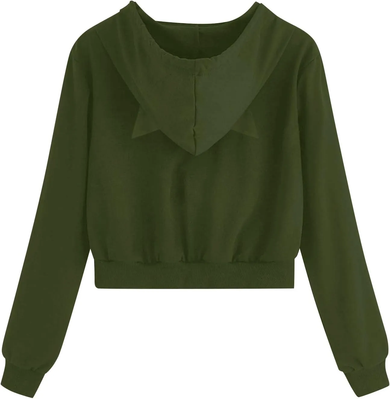 Cropped Zip Up Hoodies for Women Cute Cat Ear Hoodies Long Sleeve Sweatshirts Y2k Cat Hoodie for Women Clothes 2024