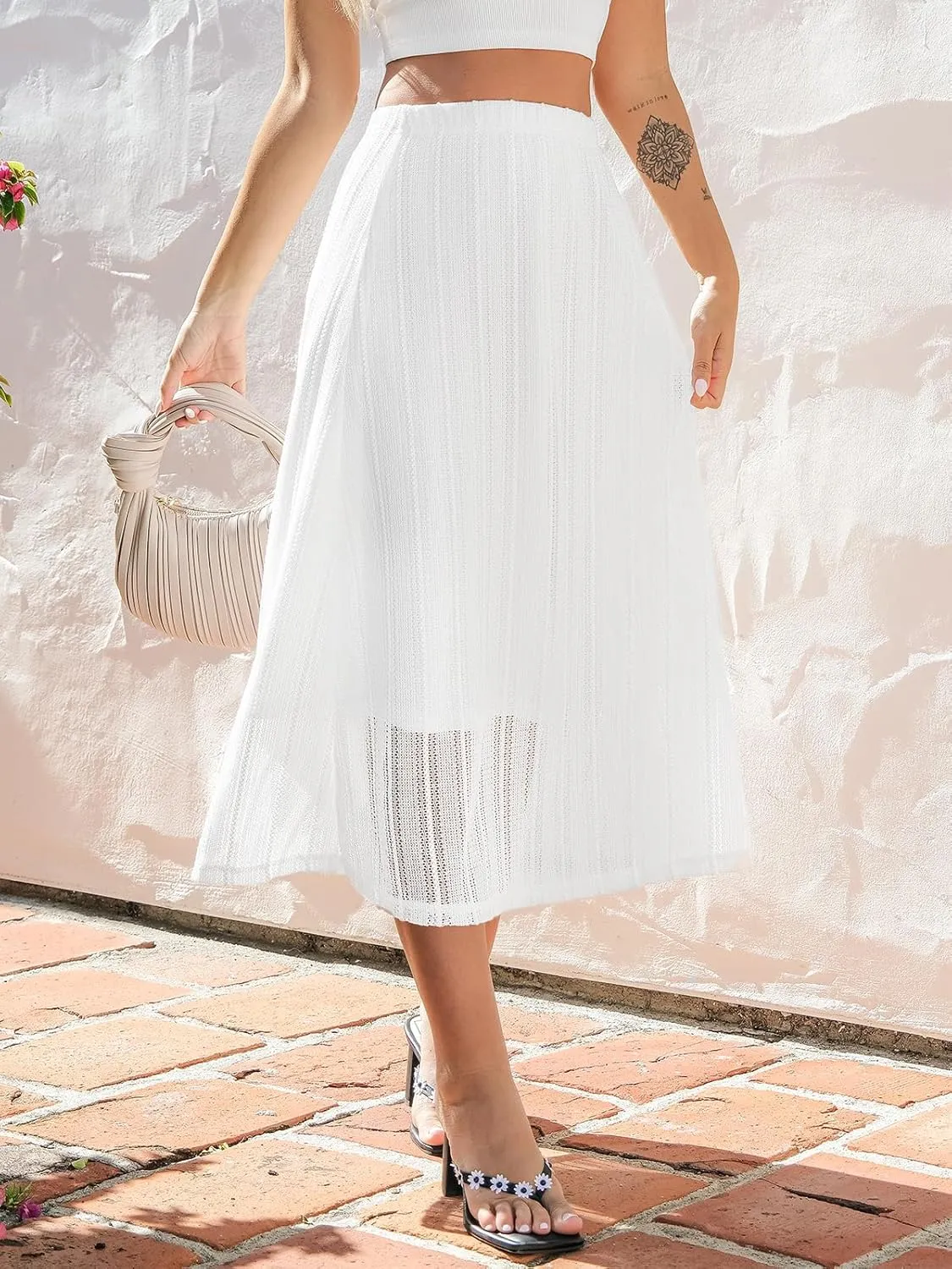 CUPSHE Women Skirts Maxi Solid High Waist Cutout Casual Summer Dressy