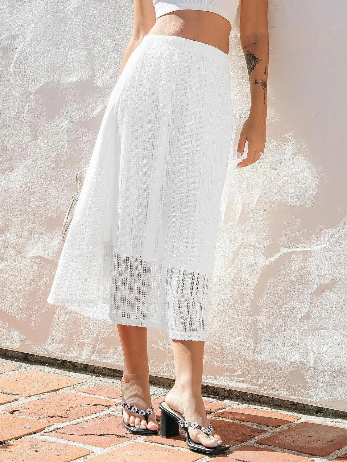 CUPSHE Women Skirts Maxi Solid High Waist Cutout Casual Summer Dressy