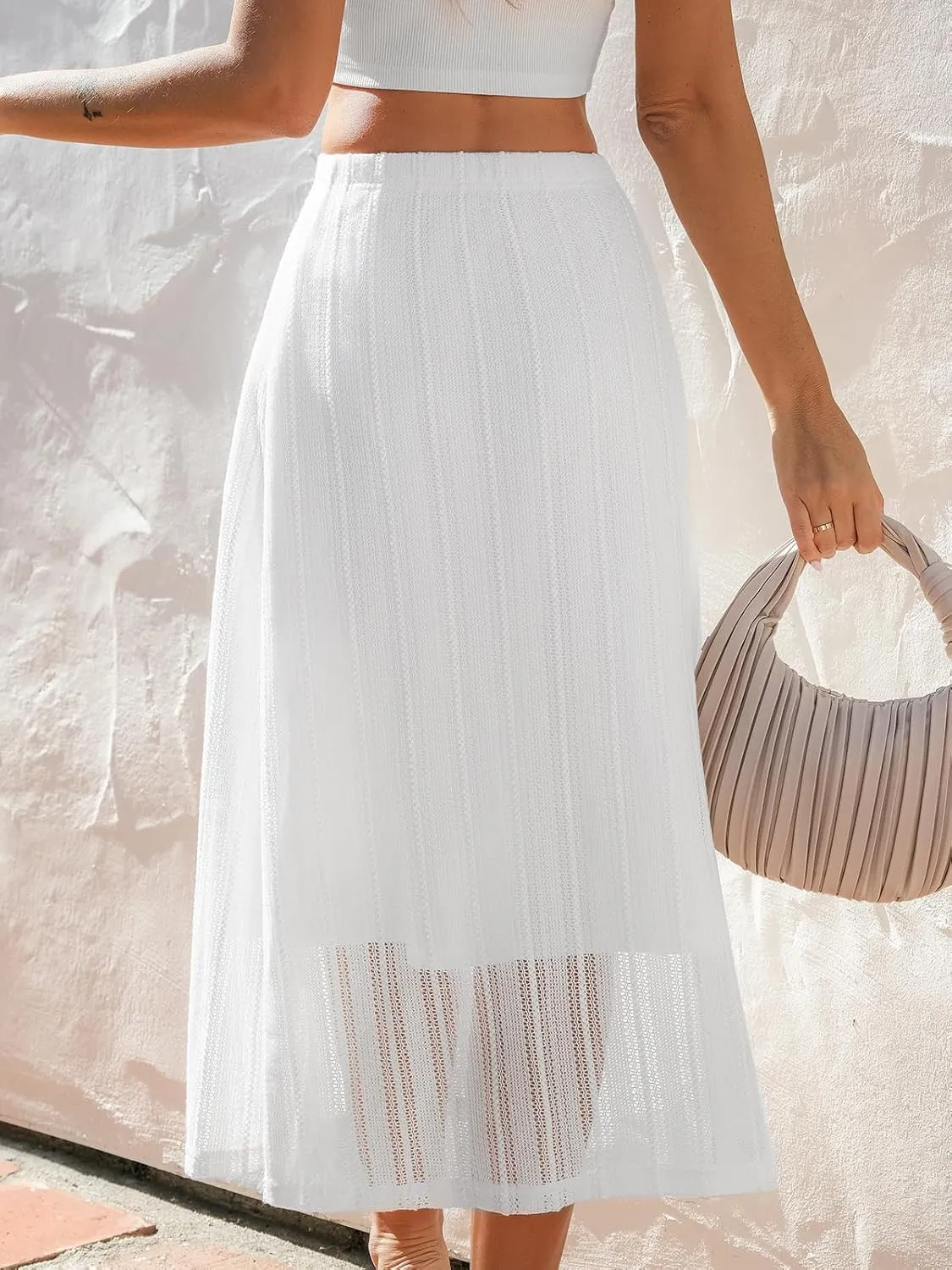 CUPSHE Women Skirts Maxi Solid High Waist Cutout Casual Summer Dressy