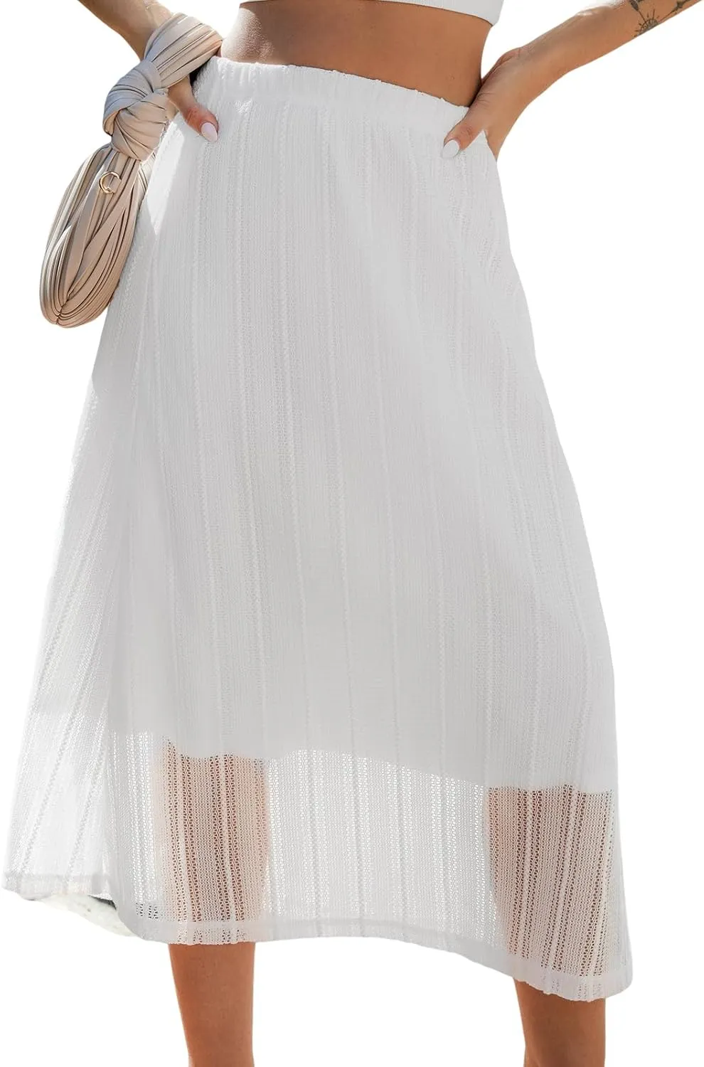 CUPSHE Women Skirts Maxi Solid High Waist Cutout Casual Summer Dressy