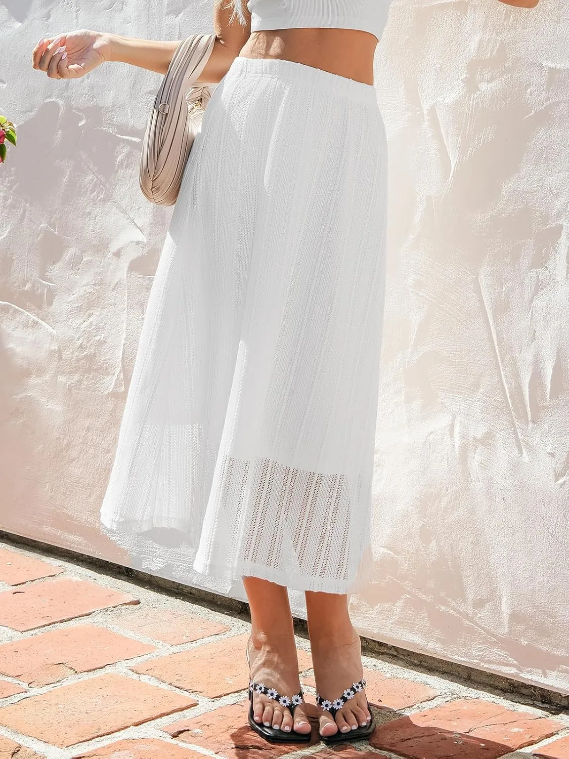 CUPSHE Women Skirts Maxi Solid High Waist Cutout Casual Summer Dressy
