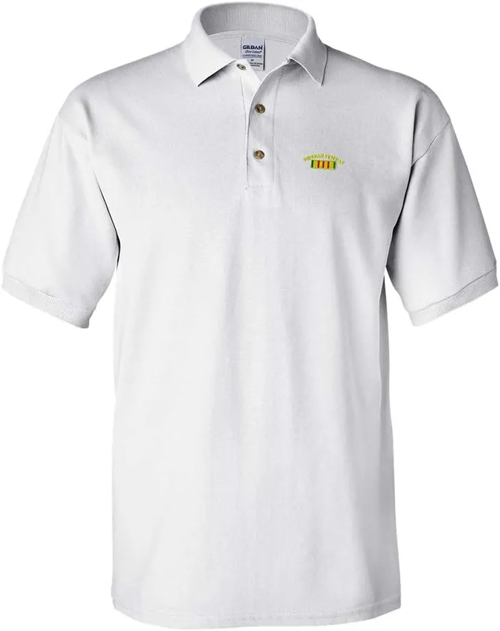 Custom Polo Shirts for Men Vietnam Veteran Flag Military Embroidery Cotton