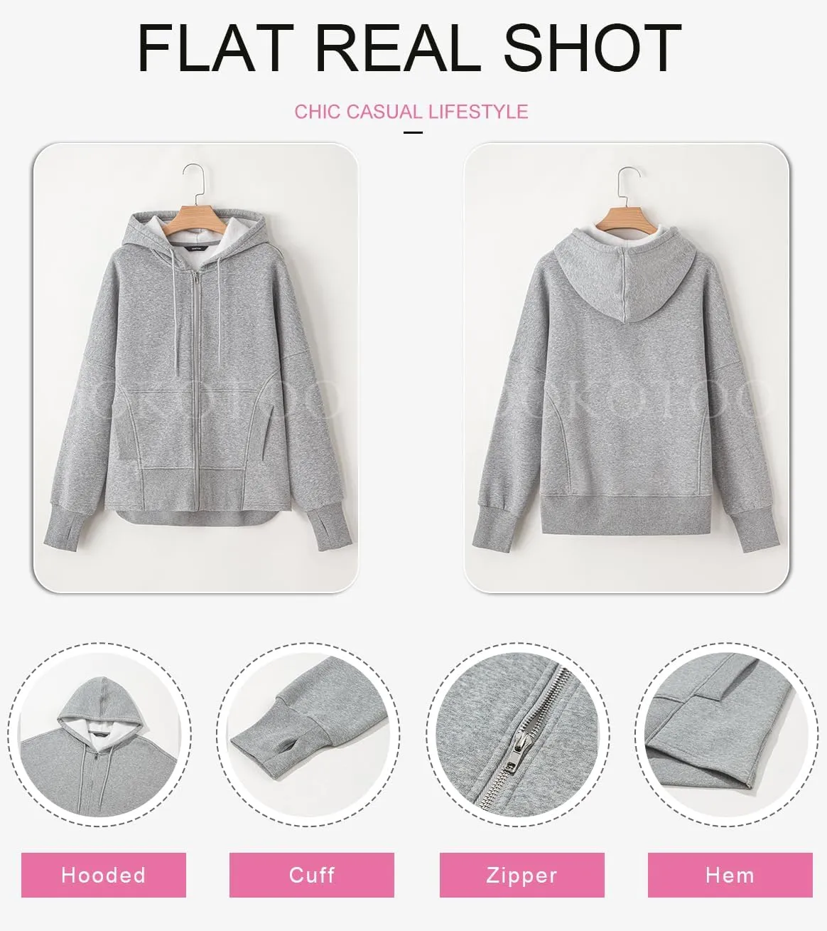 Dokotoo Womens Casual Drawstring Zip Up Thick Hoodies Long Sleeve Fleece Sweatshirts Solid Jacket Coat with Pockets