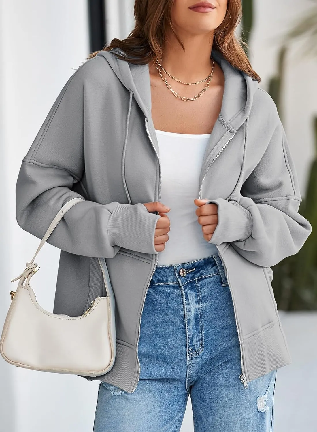 Dokotoo Womens Casual Drawstring Zip Up Thick Hoodies Long Sleeve Fleece Sweatshirts Solid Jacket Coat with Pockets