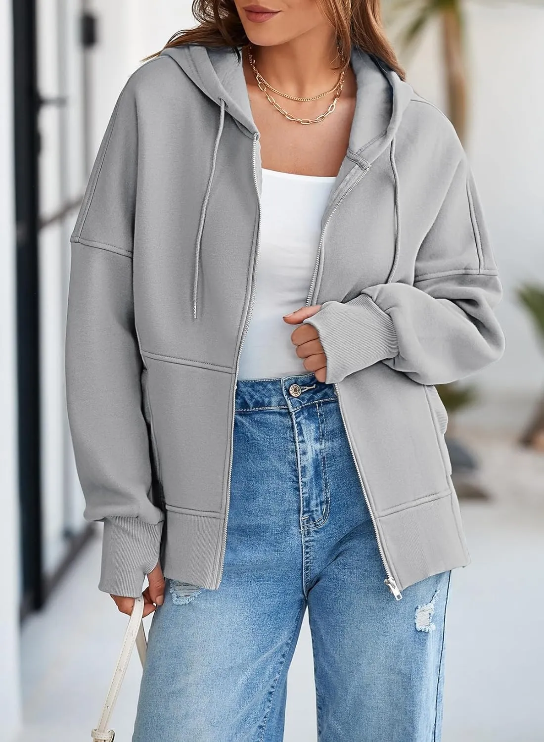 Dokotoo Womens Casual Drawstring Zip Up Thick Hoodies Long Sleeve Fleece Sweatshirts Solid Jacket Coat with Pockets