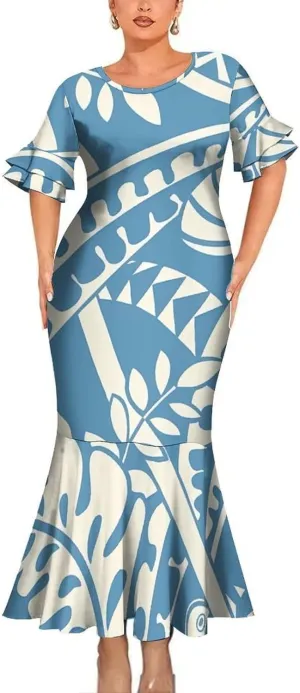Eastdola Samoan Slim-Fit Fishtail Skirt Sexy Long Skirt Polynesian Tribal Ethnic Style Women Dress Party