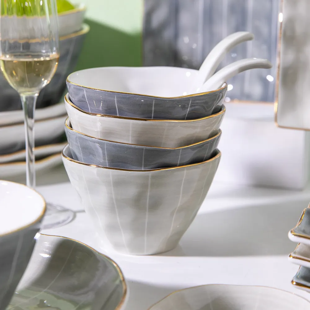 European Style Golden Rim Salad Dish