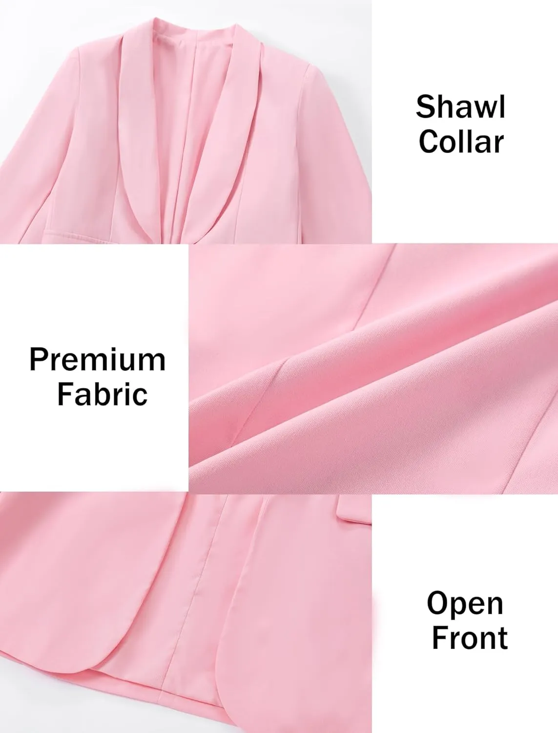 EXARUS Girls Blazer Blazers Suit Jacket Long Sleeve Shawl Collar Formal Open Front Inner Pocket for Kids