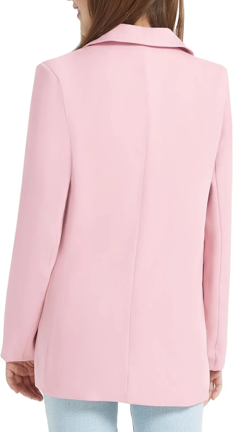 EXARUS Girls Blazer Jacket Long Sleeve Notched Collar/Lapel Collar with Inner Pocket Open Front Casual Kids Blazers Suit