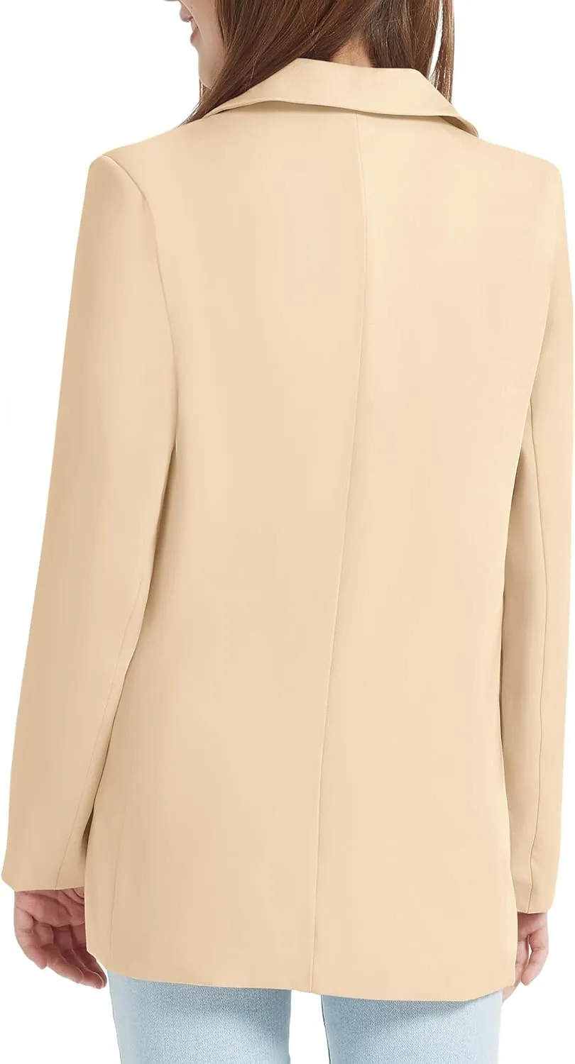 EXARUS Girls Blazer Jacket Long Sleeve Notched Collar/Lapel Collar with Inner Pocket Open Front Casual Kids Blazers Suit