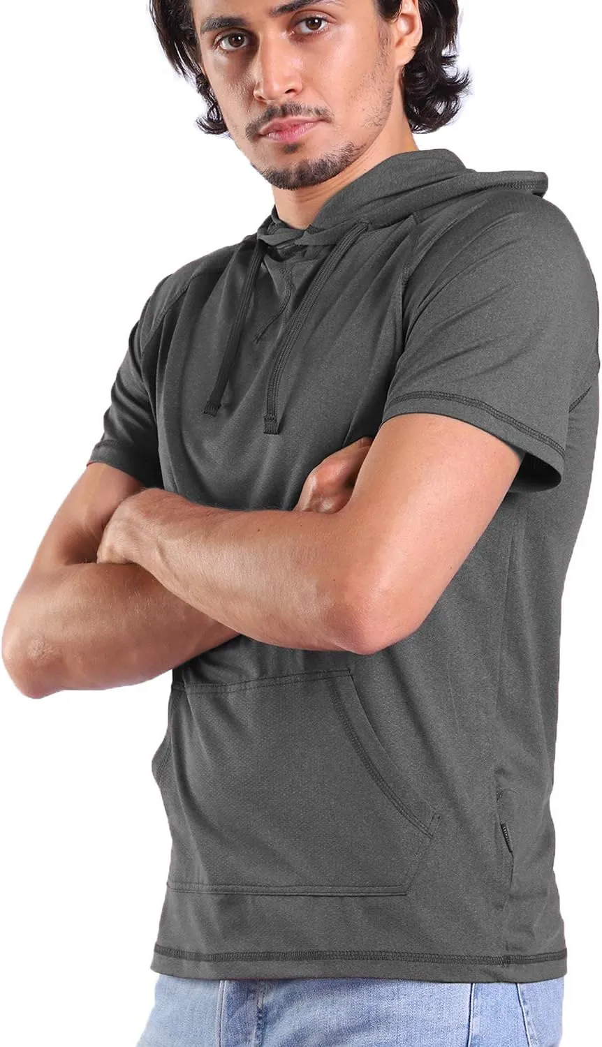 Facitisu Mens Casual Athletic Hoodies Sport Workout Lightweight Quick Dry Mositure Wicking Performance T-Shirt