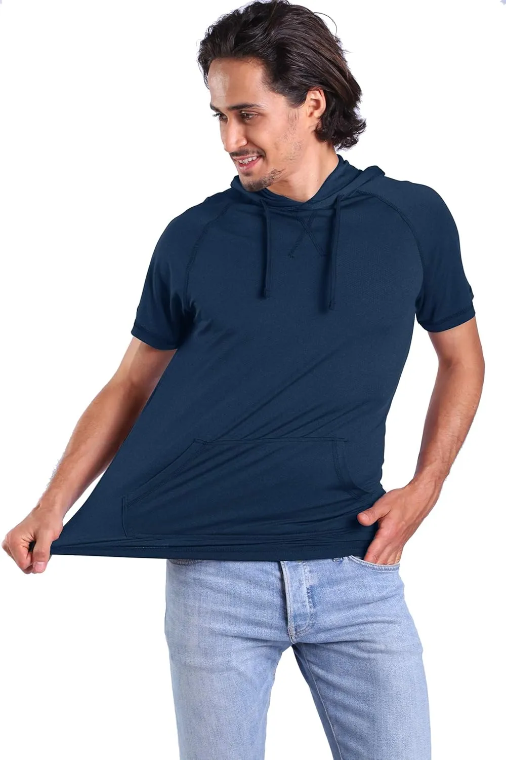 Facitisu Mens Casual Athletic Hoodies Sport Workout Lightweight Quick Dry Mositure Wicking Performance T-Shirt