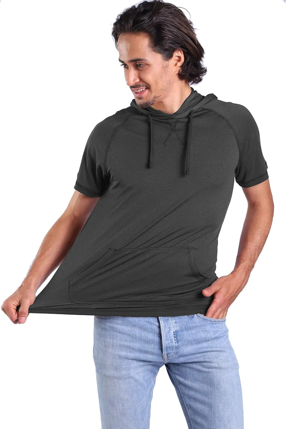 Facitisu Mens Casual Athletic Hoodies Sport Workout Lightweight Quick Dry Mositure Wicking Performance T-Shirt