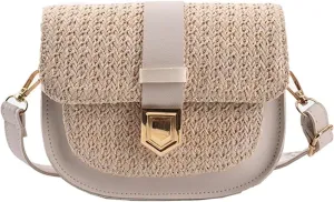 Fashionable Woven Straw Bag for Women | Simple & Fresh Crossbody Shoulder Saddle Bag