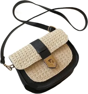 Fashionable Woven Straw Bag for Women | Simple & Fresh Crossbody Shoulder Saddle Bag