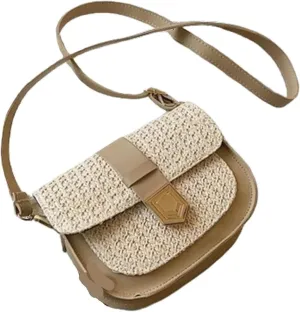 Fashionable Woven Straw Bag for Women | Simple & Fresh Crossbody Shoulder Saddle Bag
