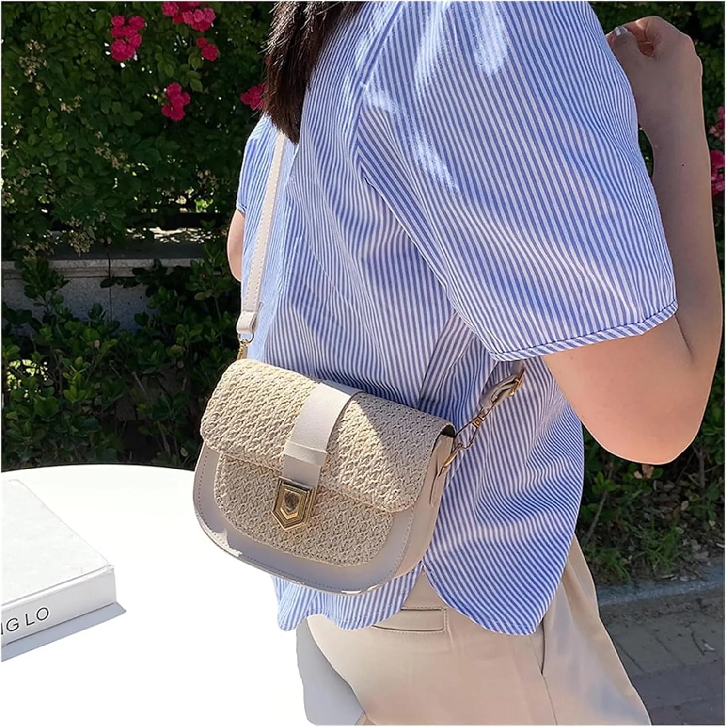 Fashionable Woven Straw Bag for Women | Simple & Fresh Crossbody Shoulder Saddle Bag