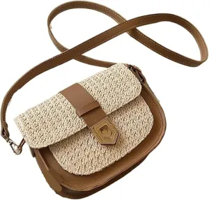 Fashionable Woven Straw Bag for Women | Simple & Fresh Crossbody Shoulder Saddle Bag