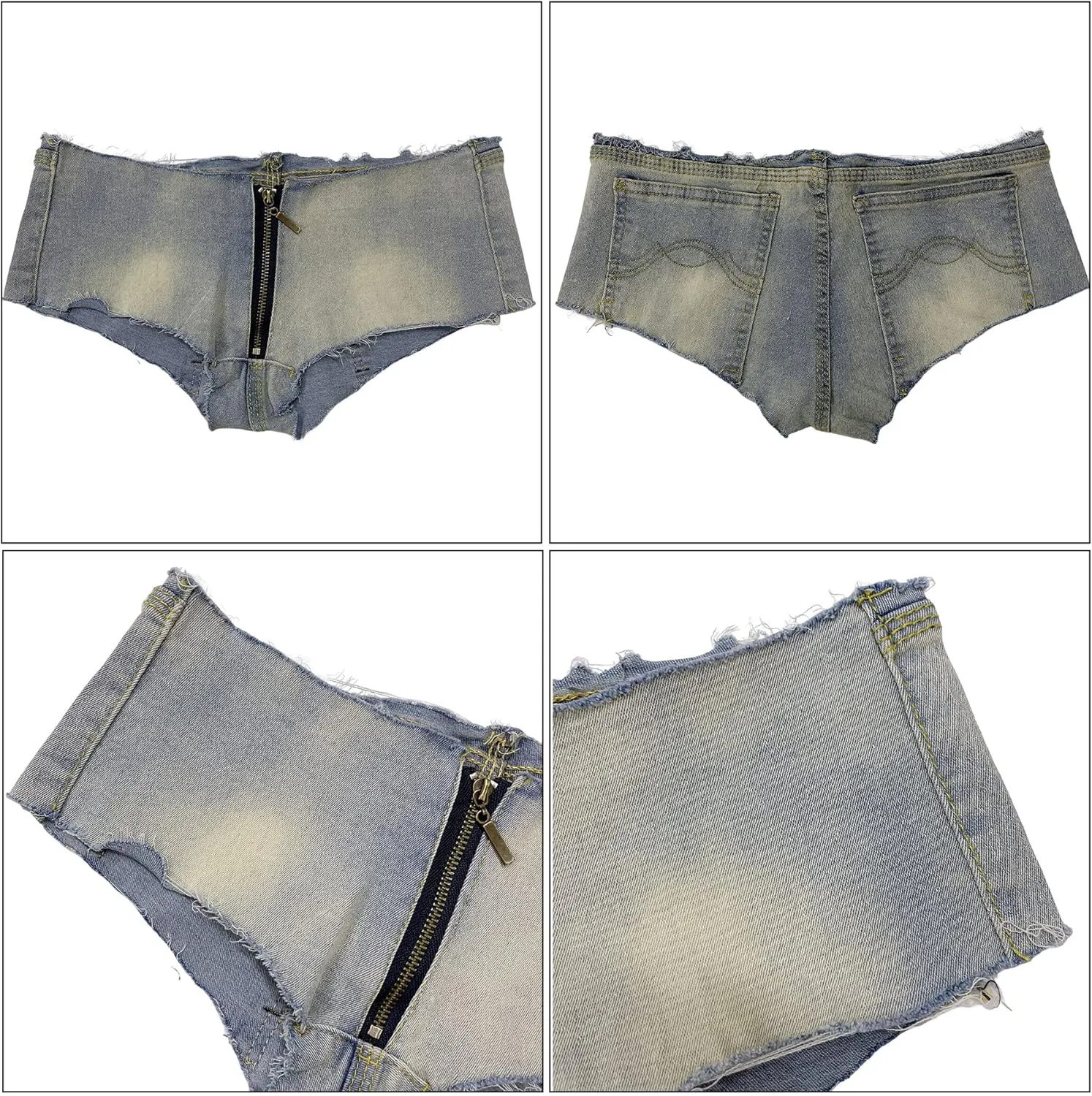 FEOYA Summer Denim Pants Distress Ripped Hole Y2K Club Party Jeans Shorts for Girl Women