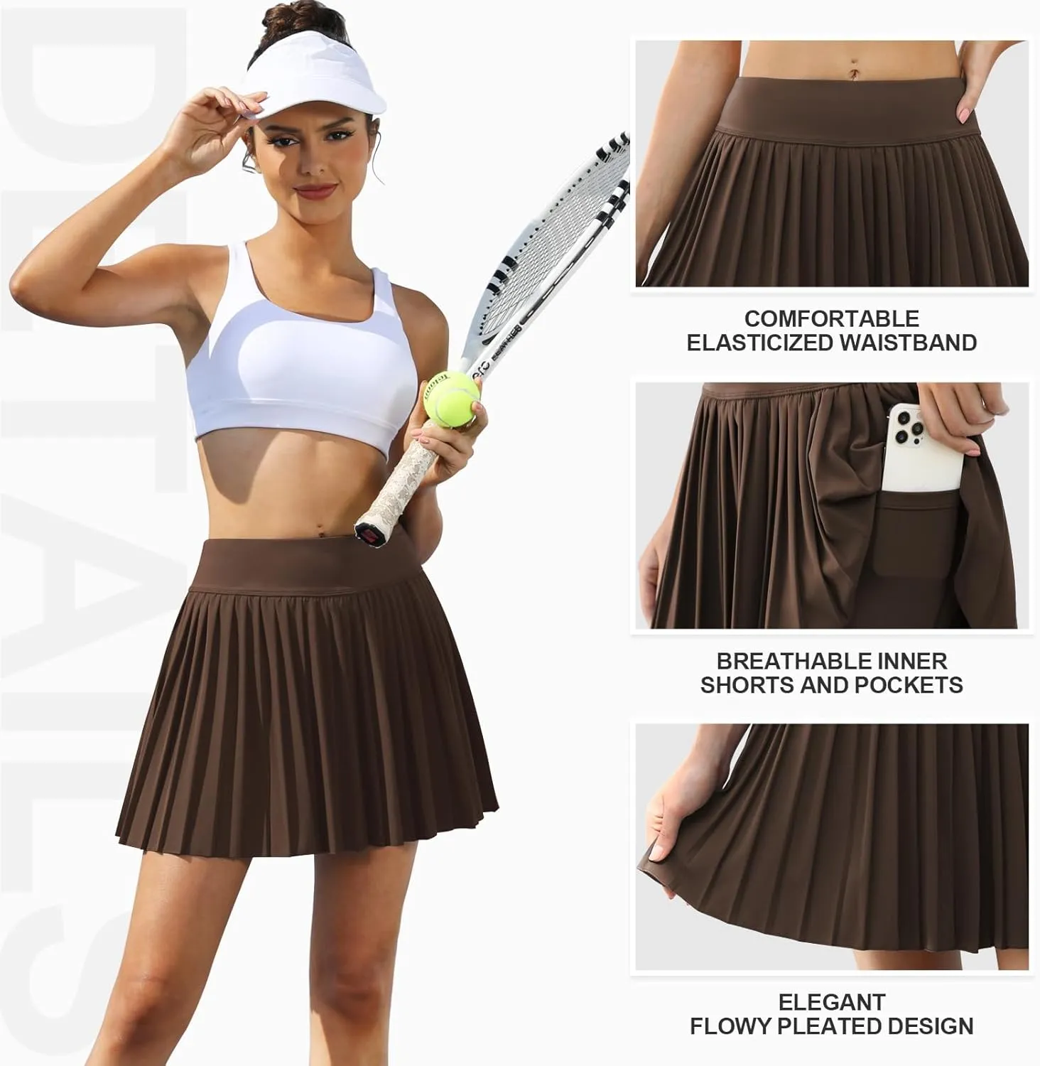 FireSwan Tennis Skirts for Women High Waisted Pleated Skirt with Pockets Shorts Athletic Skort Golf Outfits