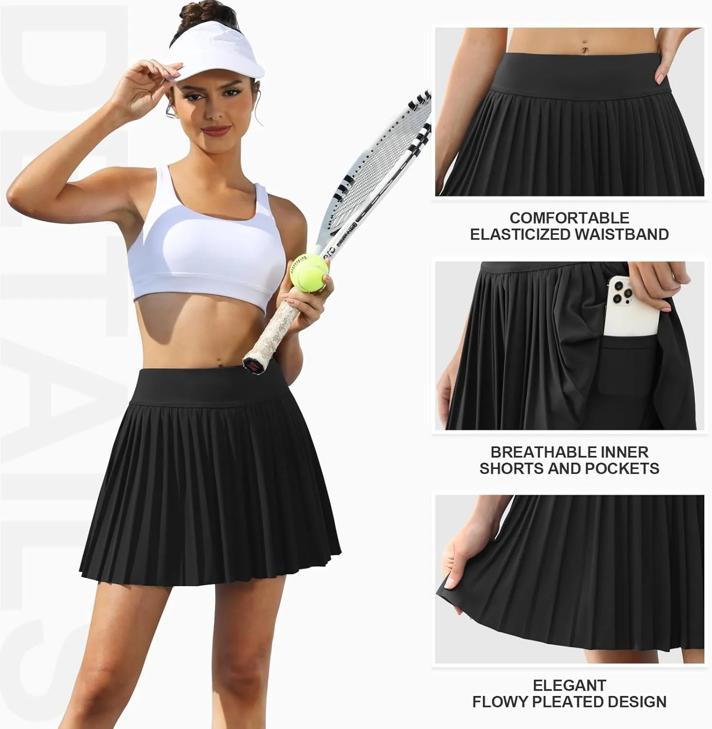 FireSwan Tennis Skirts for Women High Waisted Pleated Skirt with Pockets Shorts Athletic Skort Golf Outfits