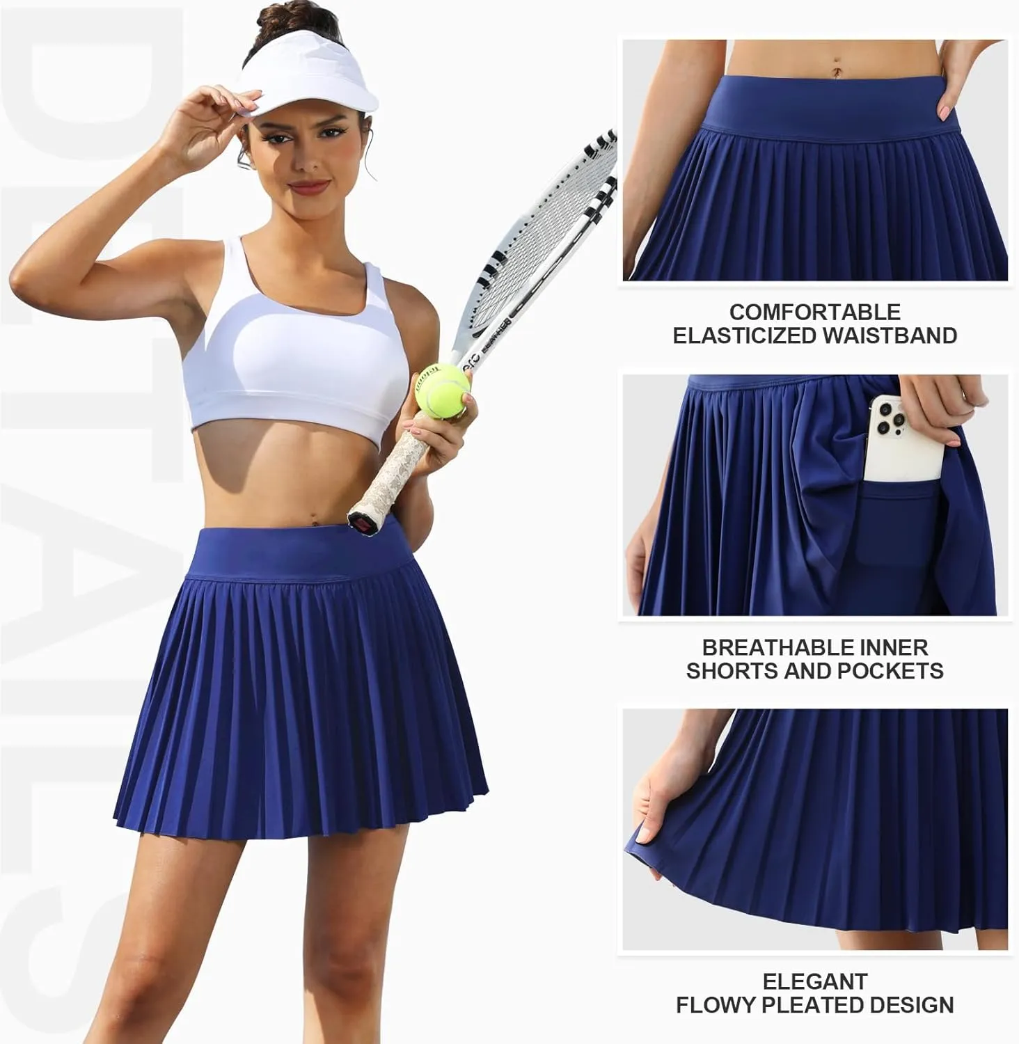 FireSwan Tennis Skirts for Women High Waisted Pleated Skirt with Pockets Shorts Athletic Skort Golf Outfits