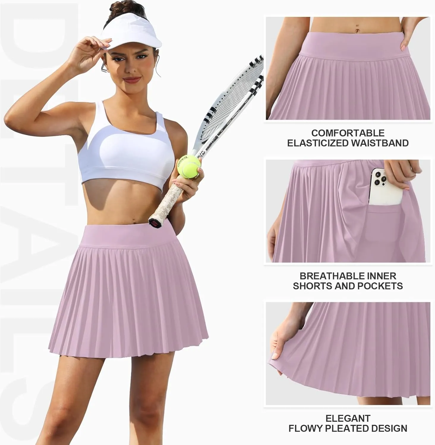 FireSwan Tennis Skirts for Women High Waisted Pleated Skirt with Pockets Shorts Athletic Skort Golf Outfits