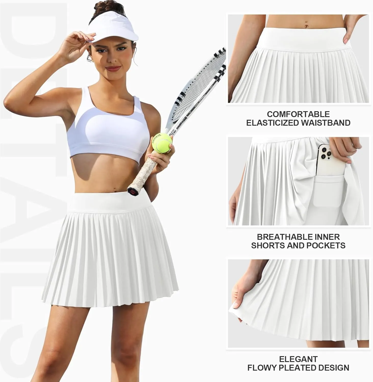 FireSwan Tennis Skirts for Women High Waisted Pleated Skirt with Pockets Shorts Athletic Skort Golf Outfits